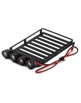 INJORA Roof Rack Luggage Carrier With Spotlights For Axial SCX24 Jeep Wrangler JLU