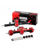 INJORA Black Aluminum Front Rear Axles Set For Axial SCX24 (Red and Black)