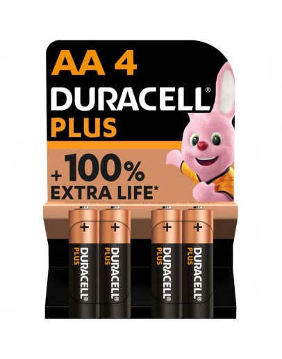 Pilhas alcalinas 1.5V LR6 / AA - [4 unid.] - Duracell Plus 100% MN1500