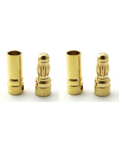3.5MM GOLD CONNECTOR, MALE + FEMALE (2 Pairs)