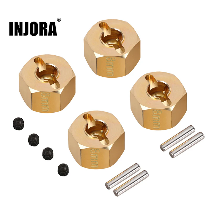 INJORA 12mm Brass Wheel Hex Hub Extenders For 1/10 RC Crawlers (10mm)(4PCS)