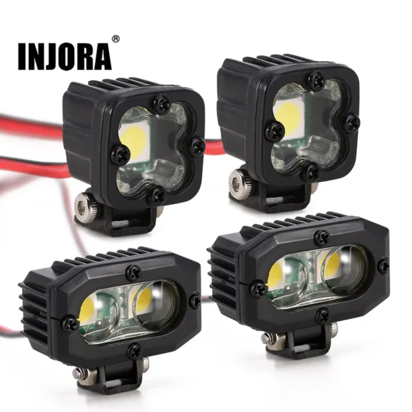 INJORA RC Car Bright LED Lights Headlight Spotlight For 1/10 RC Crawler (2 SQUARE LIGHTS) - Image 3