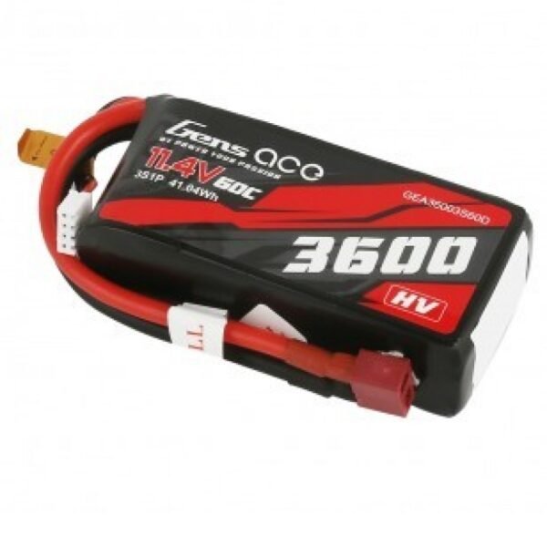 Gens ace 3600mAh 11.4V 3S1P 60C High Voltage Lipo Battery Pack with T-plug - Image 3