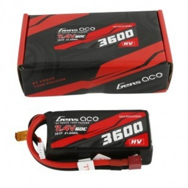 Gens ace 3600mAh 11.4V 3S1P 60C High Voltage Lipo Battery Pack with T-plug - Image 5