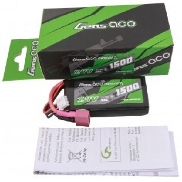 Gens ace 35C 1500mAh 2S1P 7.4V Airsoft Gun Lipo Battery with T Plug - Image 5