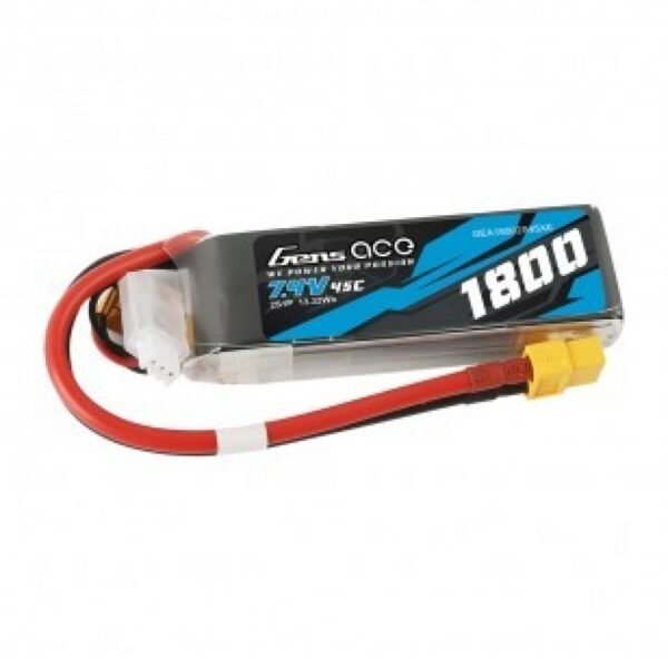 Gens ace 1800mAh 7.4V 45C 2S1P Lipo Battery Pack with XT60 Plug