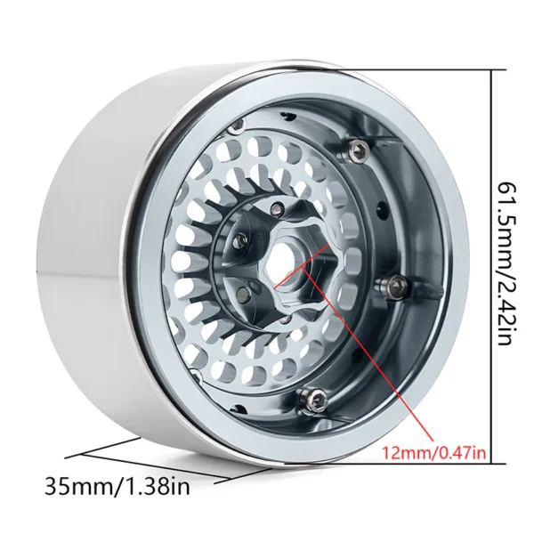 INJORA Turbine 2.2" Aluminum Beadlock Wheels Offset -10mm For 1/10 RC Crawler (4) (W2255) (Grey) - Image 3