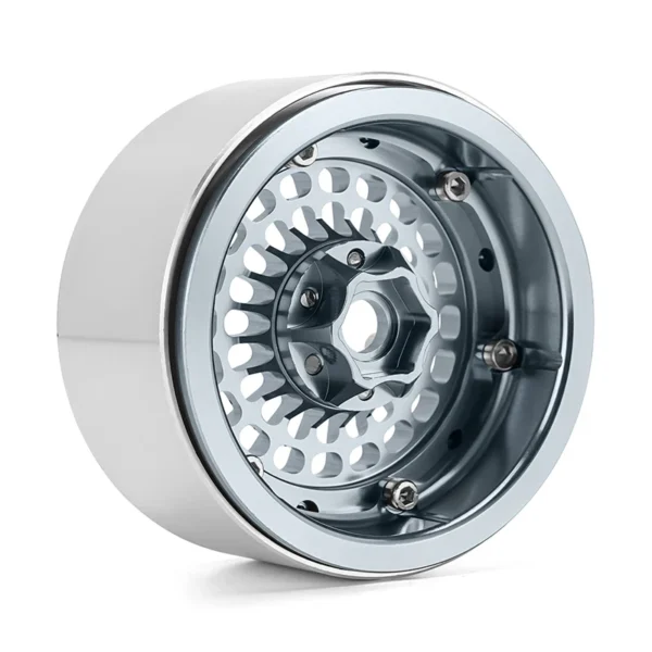 INJORA Turbine 2.2" Aluminum Beadlock Wheels Offset -10mm For 1/10 RC Crawler (4) (W2255) (Grey) - Image 4