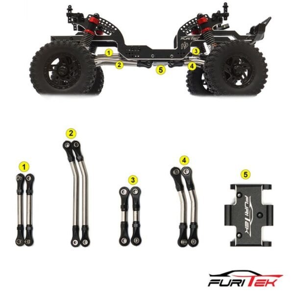 FURITEK STEEL HIGH CLEARANCE LINKS SETS WITH ALUMINIUM SKID PLATE FOR FURITEK FX118 - Image 2
