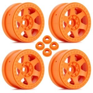INJORA 4PCS 2.2" 64*35mm Plastic Beadlock Wheel Rims for 1/10 RC Rock Crawler (Orange)