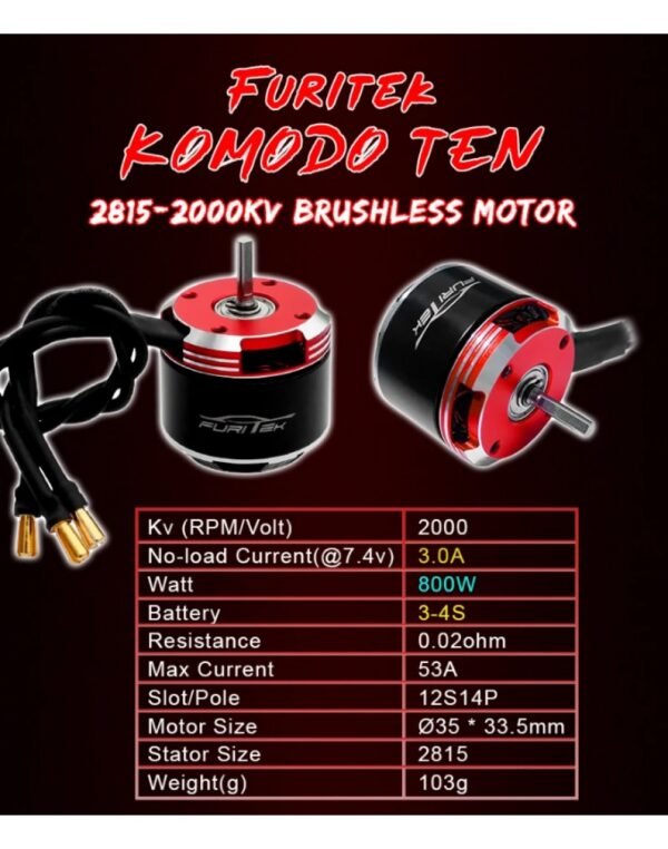 FURITEK KOMODO TEN 2815-2000KV-4S BRUSHLESS MOTOR - Image 2