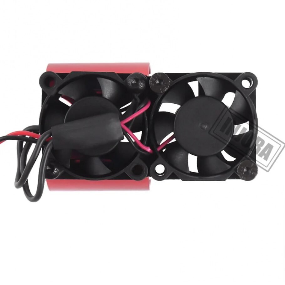 INJORA Motor Heat Sink Cooling Fan With Thermal Receptor For 1/10 RC Car (RED DOUBLE FAN) - Image 4
