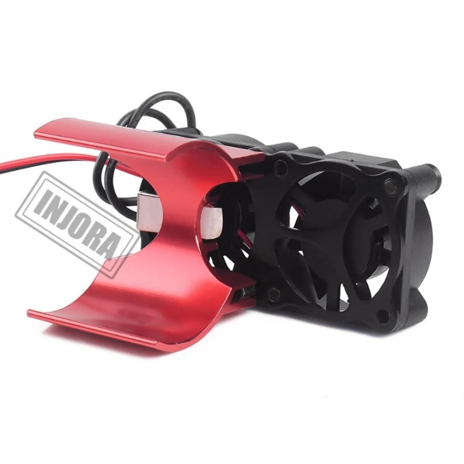INJORA Motor Heat Sink Cooling Fan With Thermal Receptor For 1/10 RC Car (RED DOUBLE FAN) - Image 3