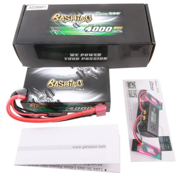 Gens ace G-Tech 4000mAh 2S2P 7.4V 60C HardCase 48# car Lipo Battery pack with T-plug - Image 2