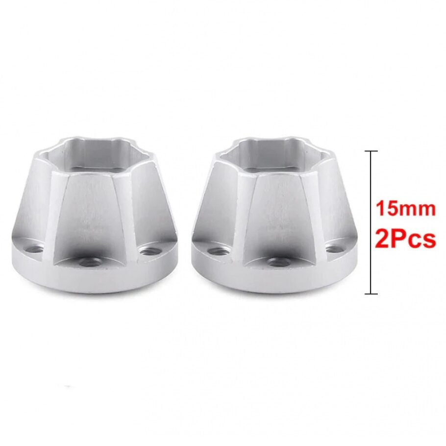 INJORA 12mm Silver Aluminum Wheel Hex Hubs For 1.9" 2.2" Rims (15mm)(2pcs)