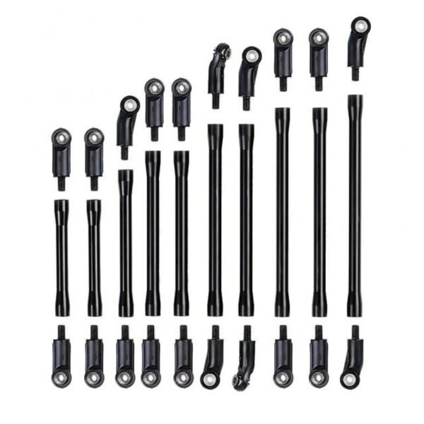 INJORA 10Pcs/Set 313mm Aluminium Links Set Plastic Rod Ends For Axial SCX10 II 90046 (Black) - Image 2