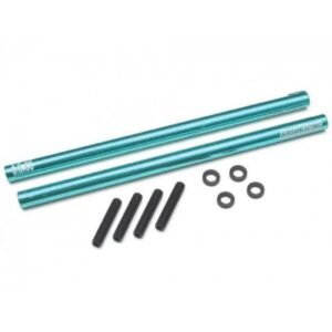 Boom Racing Threaded Aluminum Link Pipe Rod 5x95mm (2) w/ Set Screws & Delrin Spacers Blue