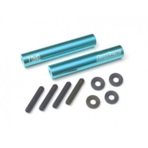 Boom Racing Threaded Aluminum Link Pipe Rod 7x40mm (2) w/ Set Screws & Derlin Spaces Blue