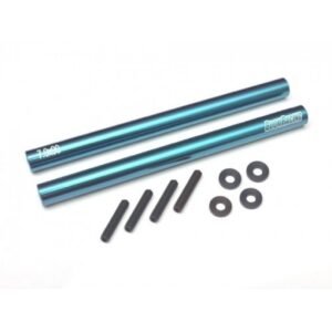 Boom Racing Threaded Aluminum Link Pipe Rod 7x90mm (2) w/ Set Screws & Derlin Spaces Blue
