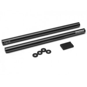 Boom Racing Threaded Aluminum Link Rod Pipe 7x115mm (2) w/ Set Screws & Derlin Spaces Black