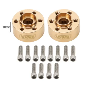 INJORA 12mm Heavy Brass Wheel Hex Hub Extenders Adapters for 1.9 2.2 Beadlock Wheel Rims (10mm)