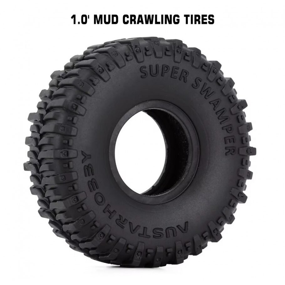 INJORA 4pcs 60*20mm 1.0" Rubber Super Swamper Mud Tires for 1/24 RC Crawler Car Wheel Axial SCX24 FMS FCX24 Enduro24 - Image 4
