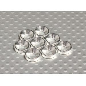 Rebaixada Washer alumínio anodizado M4 (prata) (8pcs)