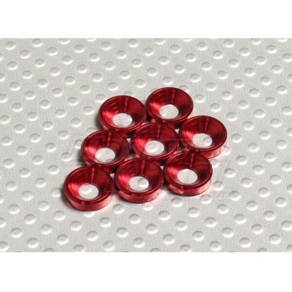 Rebaixada Washer alumínio anodizado M4 (vermelho) (8pcs)
