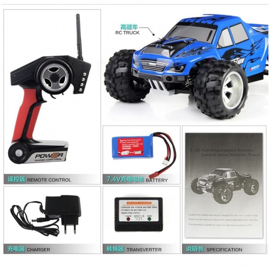 1/18 2.4GHZ 4WD RC CAR OFF-ROAD MONSTER RTR - A979 - Image 3
