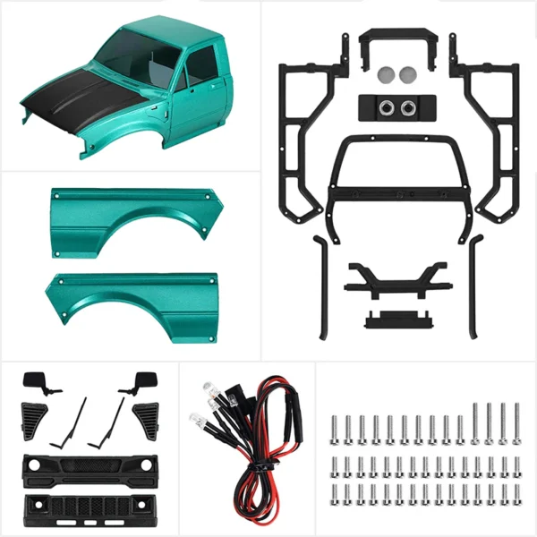 INJORA IR60-24 Pickup Hard Body for 1/24 SCX24 C10 JLU Bronco Base Camp (Green) - Image 4
