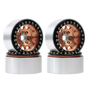 INJORA 4PCS 1.9" Aluminum Alloy Beadlock Wheel Rims For 1/10 RC Crawler (Black-Orange)