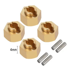 INJORA 7mm Brass Wheel Hex Hub Extenders for Axial SCX24 AX24 - Brass 4mm(+1mm)