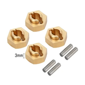 INJORA 7mm Brass Wheel Hex Hub Extenders for Axial SCX24 AX24 - Brass 3mm(+0mm)