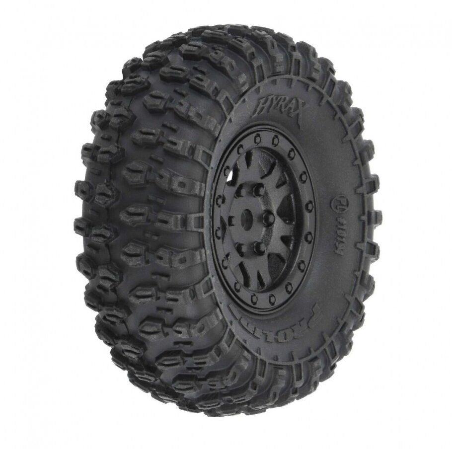 Pro-line 1/24 Hyrax Front/Rear 1.0" Tires Mounted 7mm Black Impulse (4): SCX24
