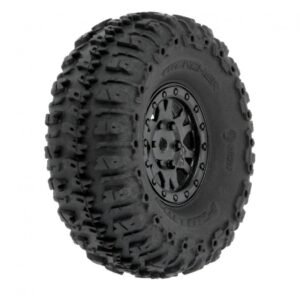 Pro-line 1/24 Trencher Fr/Rr 1.0" Tires Mounted 7mm Black Impulse (4): SCX24