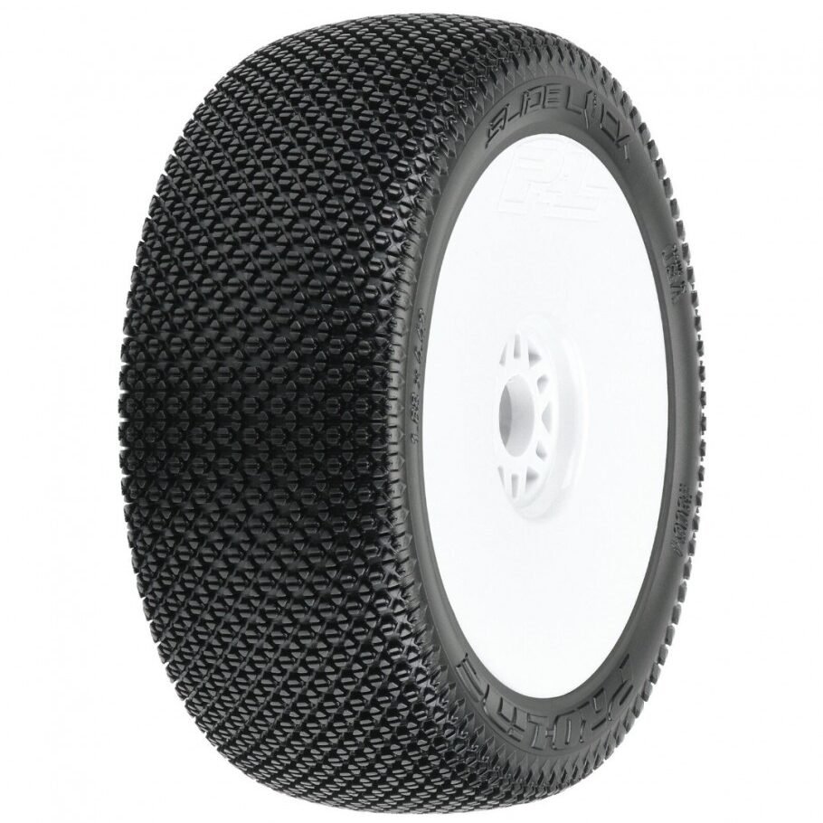 PROLINE SLIDE LOCK X3 1:8 BUGGY MTD V2 WHT WHEELS F/R 9064-033 - PR9064-033