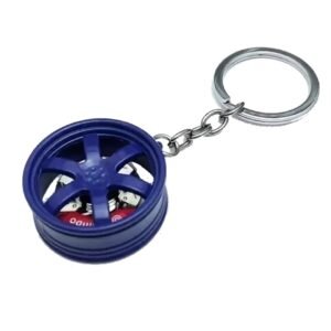 Chaveiro de roda de carro em liga metálica azul