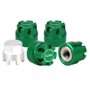 INJORA M2 Wheel Nuts Cap Locking Hubs CNC Aluminum Upgrade for 1/24 RC Crawler Green