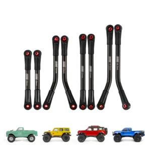 INJORA 8PCS Stainless Steel High Clearance 4 Links Set for SCX24 C10 JLU Bronco Base Camp (Black)