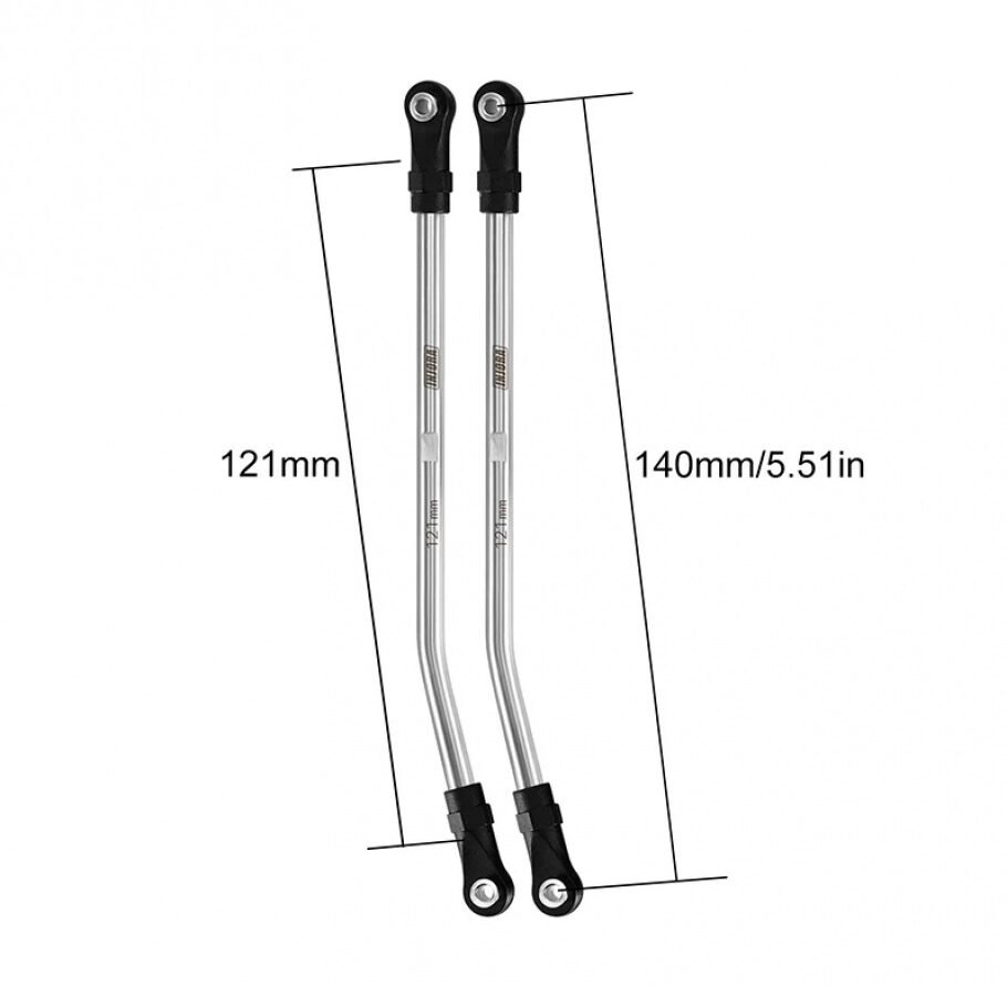 INJORA Stainless Steel High Clearance Links with Rod Ends 121mm (eye to eye: 140mm)