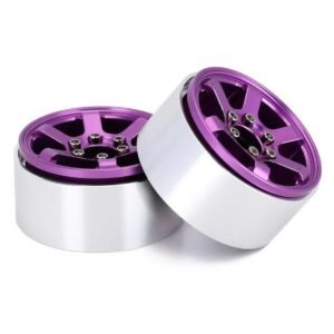Alternative view of INJORA 4PCS 1.9" 6-Spokes CNC Aluminum Beadlock Wheel Rims For 1/10 RC Crawler (Purple)