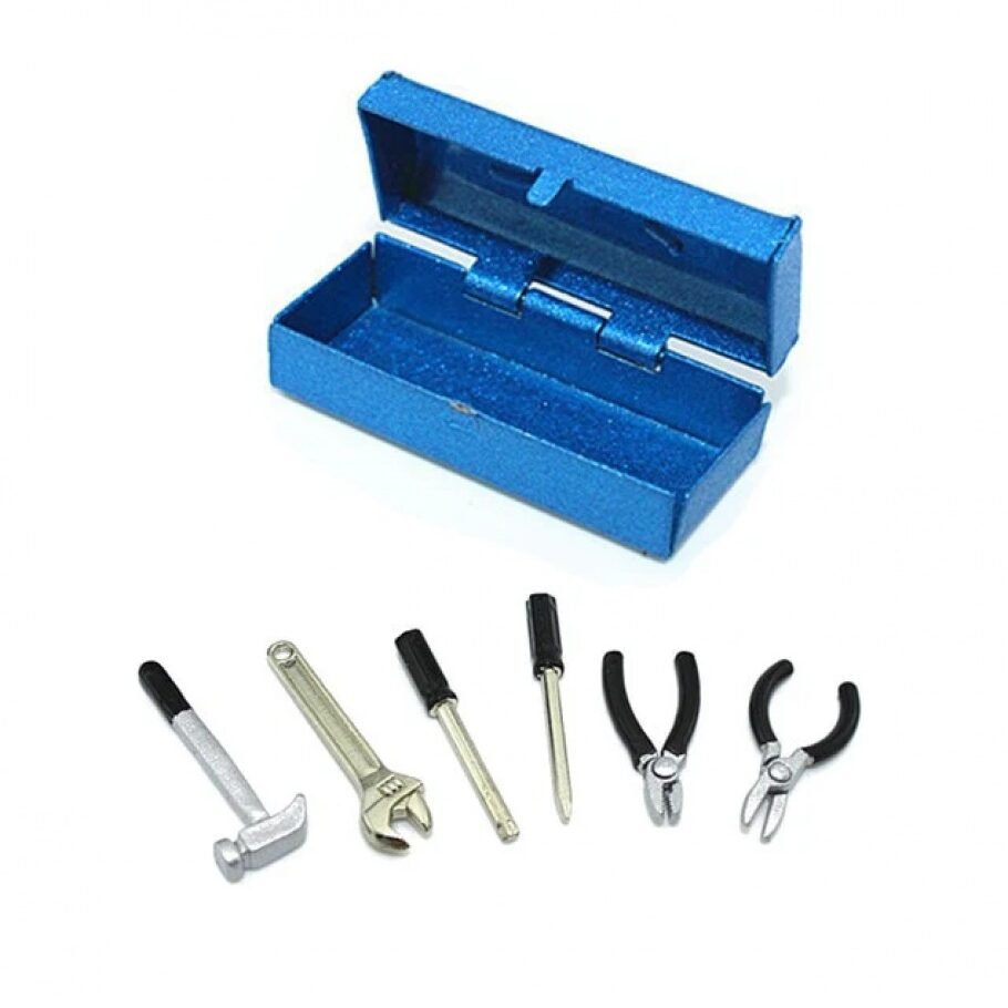 INJORA Mini Hammer Wrench Tools Box, 1/10 Scale Accessories For RC Crawler (Blue)