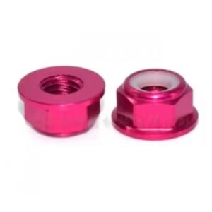 10pcs M3 Anodized Aluminum Flange Nylon Lock Nut (Pink)