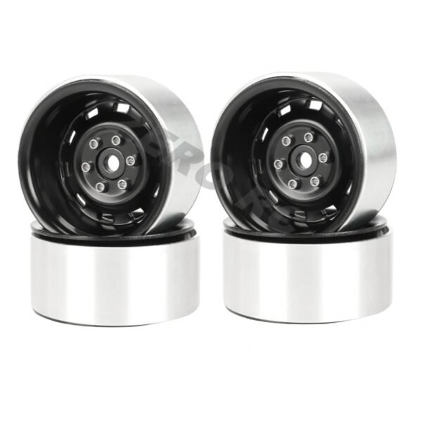 4PCS 1.9" Aluminum Alloy Beadlock Wheel Rims For 1/10 RC Crawler (Black)