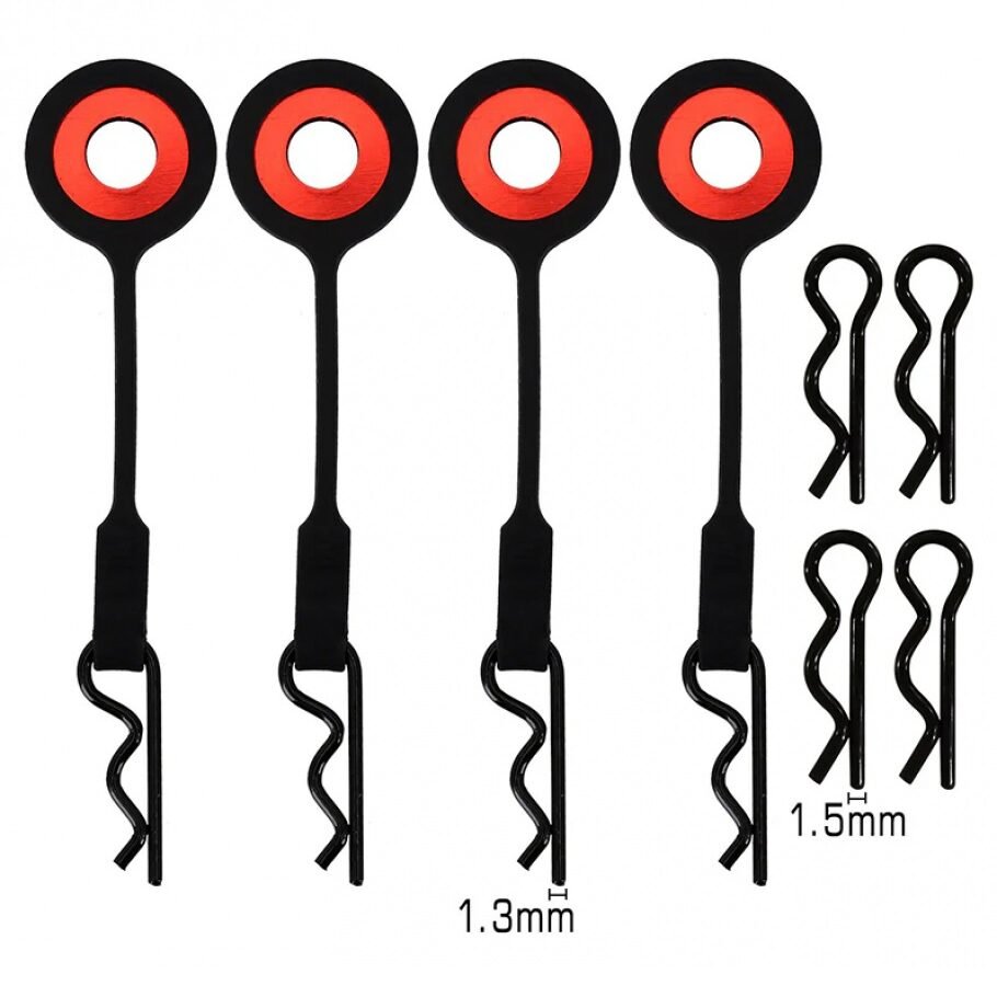 INJORA 4PCS Silicone Rubber Body Clips Retainer for 1/10 1/8 RC Car (Black A)