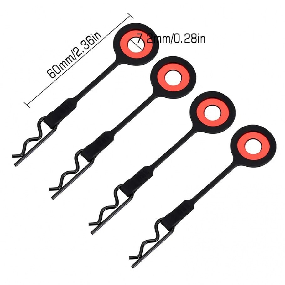 INJORA 4PCS Silicone Rubber Body Clips Retainer for 1/10 1/8 RC Car (Black A) - Image 2