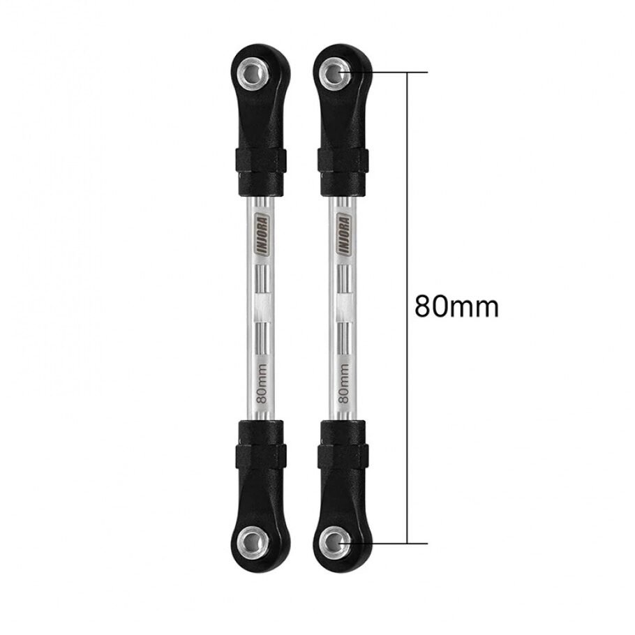 INJORA Stainless Steel Links with Rod Ends for 1/10 RC Crawler (Eye to eye 80mm)