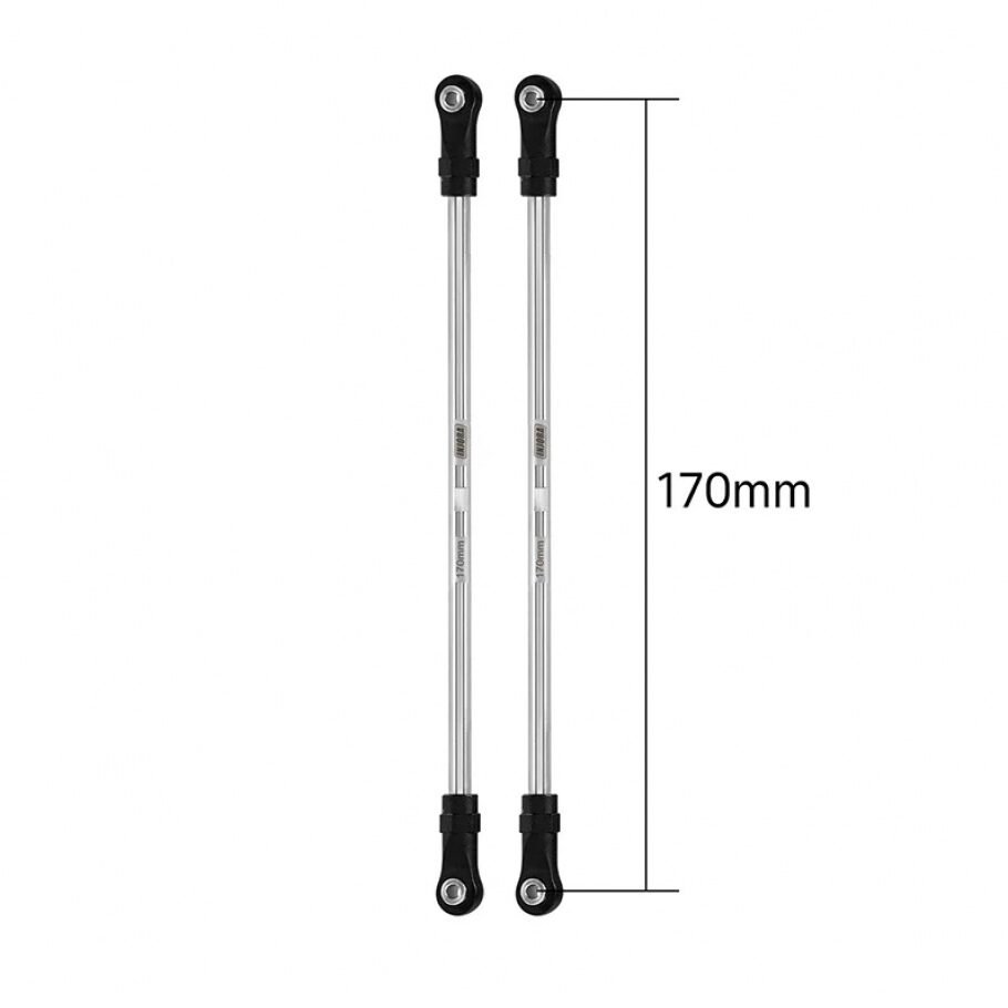 INJORA Stainless Steel Links with Rod Ends for 1/10 RC Crawler (Eye to eye 170mm)