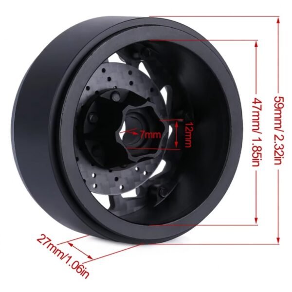 -3.5mm Offset 1.9 inch Carbon Fiber Beadlock Wheel (Red C) - Image 3