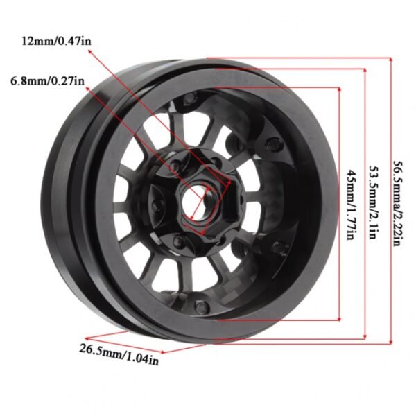 Ultra Lightweight Carbon Aluminum 1.9 Beadlock Wheels Adjustable Offset - Image 6